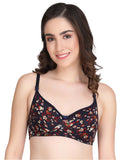 Liigne Dark Base Flower Printed Everyday Padded Bra - Liigne
