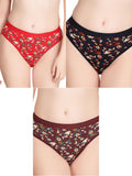 Liigne Dark Base Flower Printed Everyday Padded Panty (Pack Of 3) - Liigne