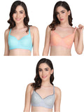 Liigne Small Flower Printed Everyday Padded Bra (Pack Of 3) - Liigne