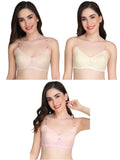 Liigne Transparent Strap Padded Bra For Women (Pack Of 3) - Liigne