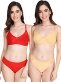 Non Padded Bra Panty Set (Pack Of 2)