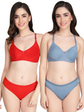 Non Padded Bra Panty Set (Pack Of 2)