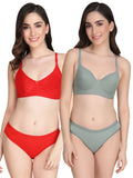 Non Padded Bra Panty Set (Pack Of 2)
