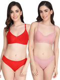 Non Padded Bra Panty Set (Pack Of 2)