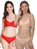 Non Padded Bra Panty Set (Pack Of 2)