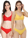 Non Padded Bra Panty Set (Pack Of 2)