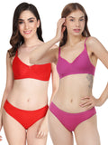 Non Padded Bra Panty Set (Pack Of 2)