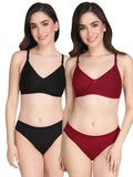Non Padded Bra Panty Set (Pack Of 2)