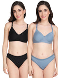 Non Padded Bra Panty Set (Pack Of 2)