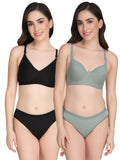 Non Padded Bra Panty Set (Pack Of 2)
