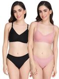 Non Padded Bra Panty Set (Pack Of 2)