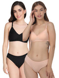 Non Padded Bra Panty Set (Pack Of 2)