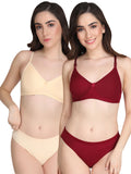 Non Padded Bra Panty Set (Pack Of 2)