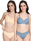 Non Padded Bra Panty Set (Pack Of 2)