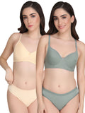 Non Padded Bra Panty Set (Pack Of 2)