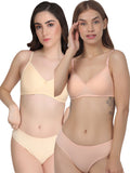 Non Padded Bra Panty Set (Pack Of 2)