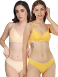 Non Padded Bra Panty Set (Pack Of 2)