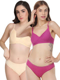 Non Padded Bra Panty Set (Pack Of 2)