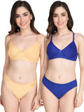 Non Padded Bra Panty Set (Pack Of 2)