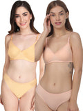 Non Padded Bra Panty Set (Pack Of 2)