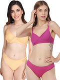Non Padded Bra Panty Set (Pack Of 2)
