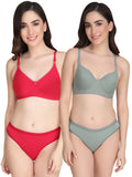 Non Padded Bra Panty Set (Pack Of 2)