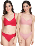 Non Padded Bra Panty Set (Pack Of 2)