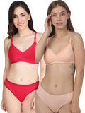 Non Padded Bra Panty Set (Pack Of 2)