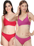 Non Padded Bra Panty Set (Pack Of 2)