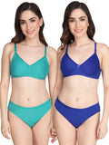 Non Padded Bra Panty Set (Pack Of 2)