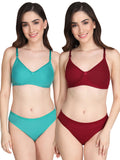 Non Padded Bra Panty Set (Pack Of 2)