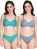 Non Padded Bra Panty Set (Pack Of 2)