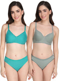Non Padded Bra Panty Set (Pack Of 2)