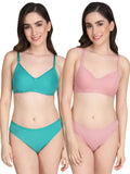 Non Padded Bra Panty Set (Pack Of 2)