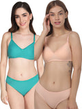 Non Padded Bra Panty Set (Pack Of 2)