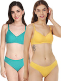 Non Padded Bra Panty Set (Pack Of 2)
