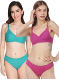 Non Padded Bra Panty Set (Pack Of 2)