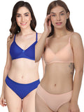 Non Padded Bra Panty Set (Pack Of 2)