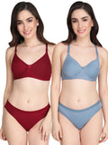 Non Padded Bra Panty Set (Pack Of 2)