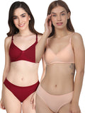 Non Padded Bra Panty Set (Pack Of 2)