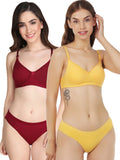 Non Padded Bra Panty Set (Pack Of 2)