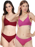 Non Padded Bra Panty Set (Pack Of 2)