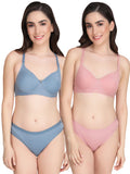 Non Padded Bra Panty Set (Pack Of 2)