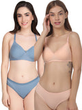 Non Padded Bra Panty Set (Pack Of 2)