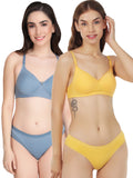 Non Padded Bra Panty Set (Pack Of 2)