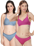Non Padded Bra Panty Set (Pack Of 2)