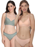 Non Padded Bra Panty Set (Pack Of 2)