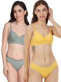 Non Padded Bra Panty Set (Pack Of 2)
