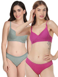 Non Padded Bra Panty Set (Pack Of 2)