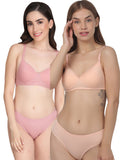 Non Padded Bra Panty Set (Pack Of 2)
